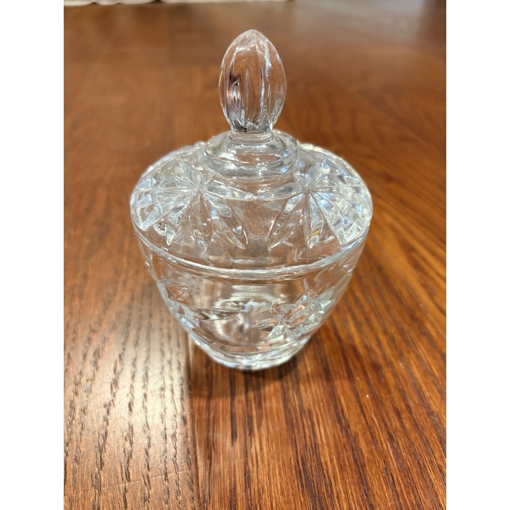 Vintage Anchor Hocking Star of David Clear Pressed Glass Lidded Sugar Bowl